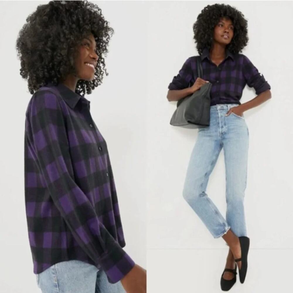 Tuckernuck Flannel Shirt Large Purple Black Buffalo Check Plaid Western Yoke NWT - Picture 5 of 15